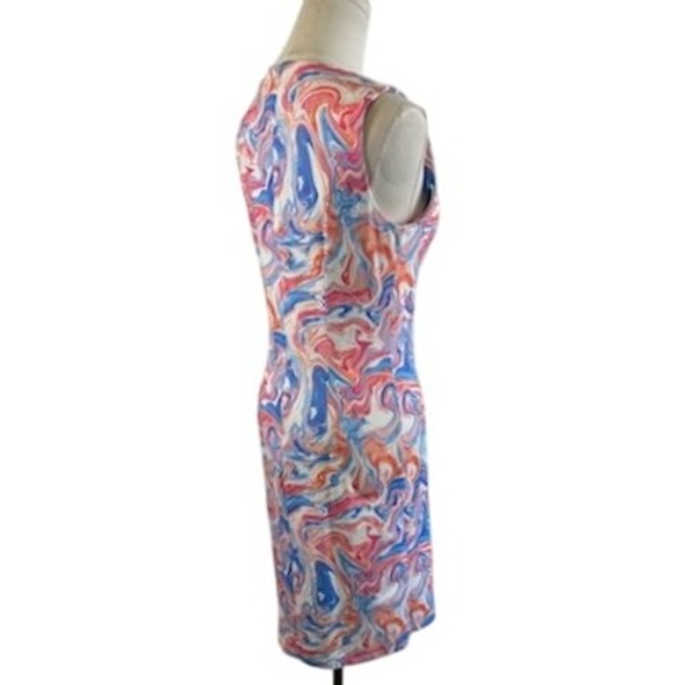 J.Mclaughlin Sleeveless Marblehead Sheath Dress Blue Coral Pink Size XS - Picture 3 of 7